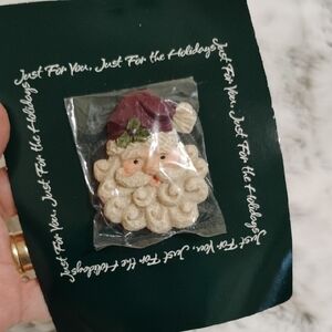 Festive Santa Pin/Brooch with Burgundy Hat